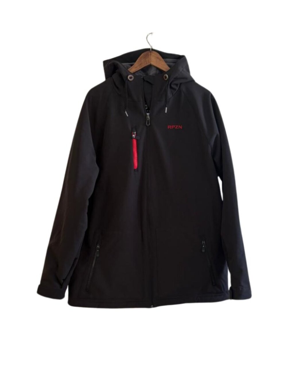 Ripzone Black Softshell Hooded Jacket with Red Accents Men’s XL